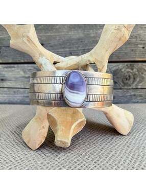 Wampum & Sterling Cuff By General B. Grant- Vintage Cherokee